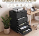 7 Drawer Office Storage Cabinet, Rolling File Cabinet for Office, Black