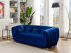 Sectional Sofa 2 Piece Velvet Standard Living Room Set Loveseat, Apartment Size, Blue