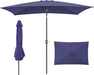 Rectangular Patio Umbrella, 6.5 X 10 Ft Rectangle Table Umbrellas W/Heavy Duty Ribs, Effortless Crank and Push Button Tilt, Wind Resistant Sun Umbrella for Outdoor Patio, Navy Blue
