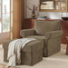 Brown Chenille Accent Chair With Substantial Ottoman