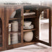 Glass Arched Door Sideboard Buffet Cabinet Set of 2, Brown | Modular, Multi-Compartment Storage, Adjustable Shelf, Soft Close Hinges, Freestanding, for Dining Room, Living Room