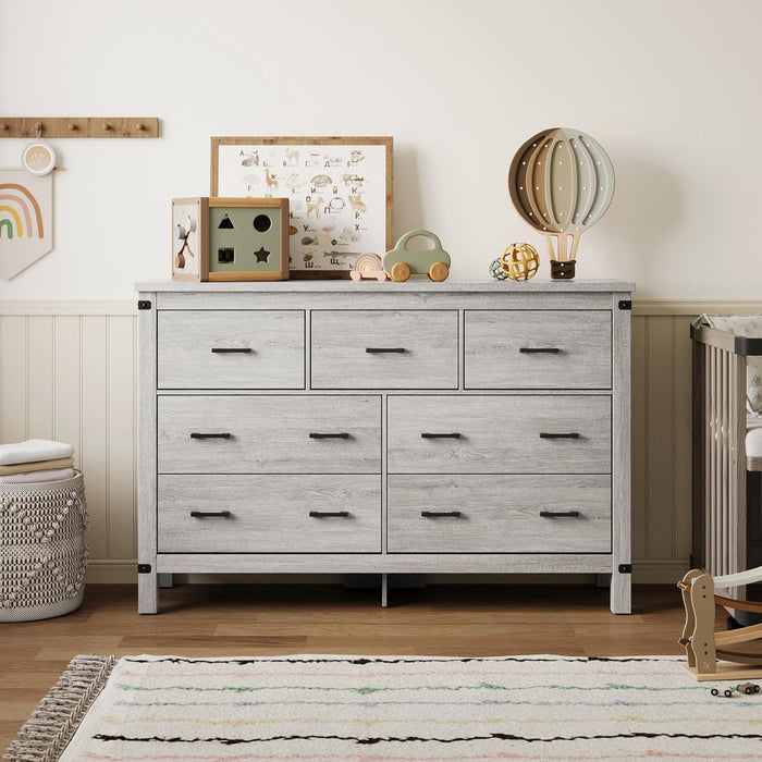 Farmhouse Dresser Featuring Seven Deep Drawers Grey