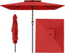 8'X10' 2 Tiers Rectangular Patio Umbrella - Outdoor Umbrella Waterproof UV Protection, Market Table Umbrella W/Crank for Pool, Backyard, Deck(Red)