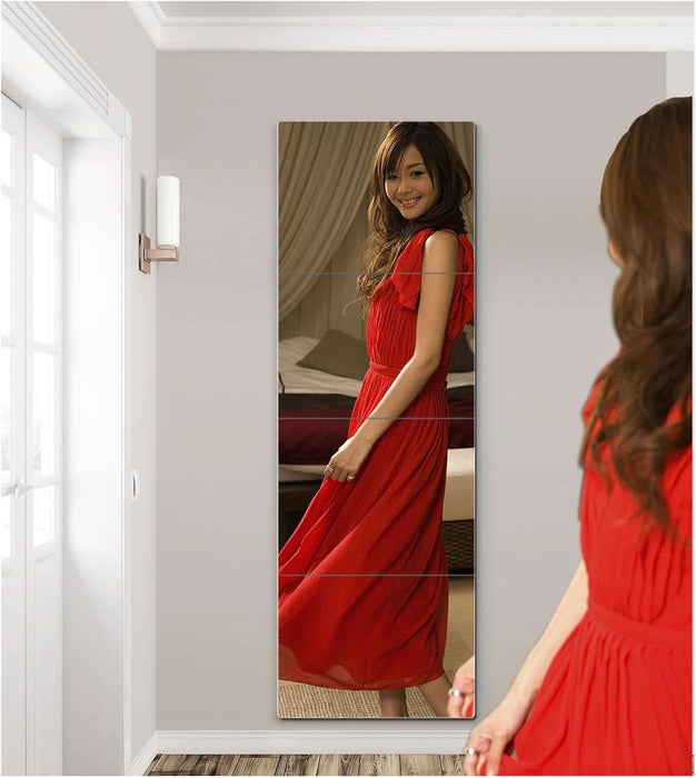 Shatterproof Kids Wall Mirror Tiles, 4Pcs 10"X10" Self Adhesive Acrylic Mirror, Unbreakable Plastic Mirrors for Toddler, Frameless Small Mirrors, Plexiglass Long Mirrior for Classroom,Children'S Room