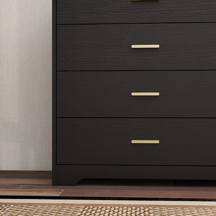8 Drawer Dresser CharcoalBlack With Goldtone Handles