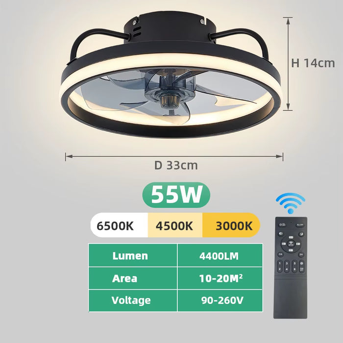 2 in 1 Modern Smart Ceiling Fan Bedroom Ceiling Fan with Light and Control Living Room Restaurant Indoor Decor LED Ceiling Fans