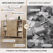 Filing Cabinet for Home Office, Fluted Wood File Cabinet with 2 Drawers Fit Letter/Legal/A4 Folders with Tabs, 43.3"W Printer Stand with Lock & 2 Power Outlets, 6 Storage Shelves (Natural Oak)