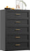5 Drawer Metal Dresser, Heavy Duty Steel Storage Dresser with Smooth Glide Drawers,Anti-Tip Safety Metal Chest of Drawers for Entryway, Bedroom, Modern Industrial Style,Black