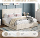 Queen Size Bed Frame, Velvet Upholstered Platform Bed, Cream