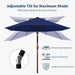 9FT Patio Umbrella with Fiberglass Ribs, Outdoor Market Table Umbrella with Crank and Tilt, UV Resistant Waterproof Canopy for Patio, Garden, Deck, Pool, Navy Blue