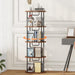 Quadruple Tier Revolving Bookshelf Unit Black Brown