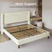 Queen Bed Frame, Boucle Upholstered Platform Bed with Iron & Wood, Beige
