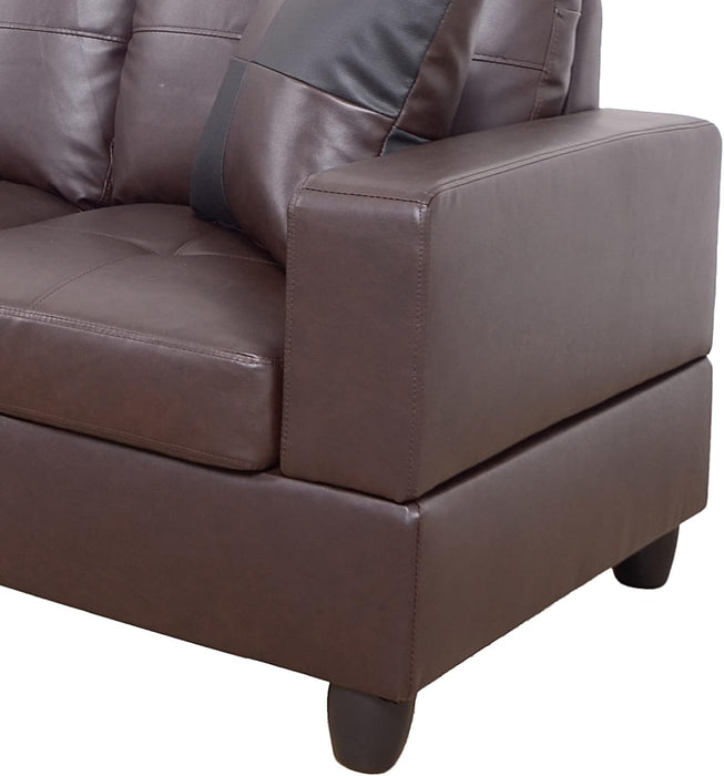 Ponliving Furniture Modern L-Shaped Leather Sectional Sofa Left Hand Facing (Brown)