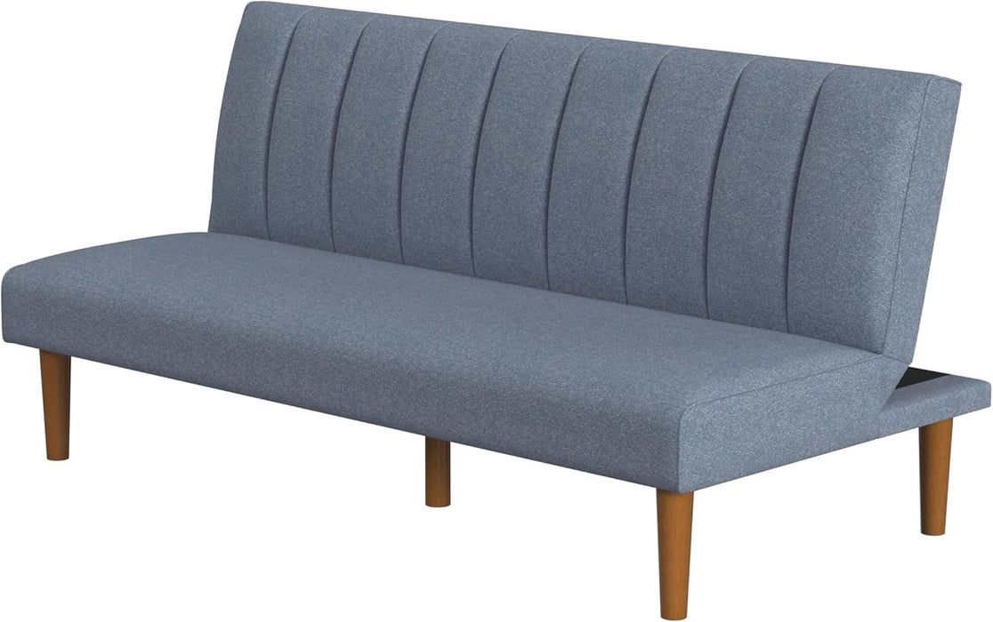 Blue Upholstered Convertible Futon Sofa Bed Dormitory