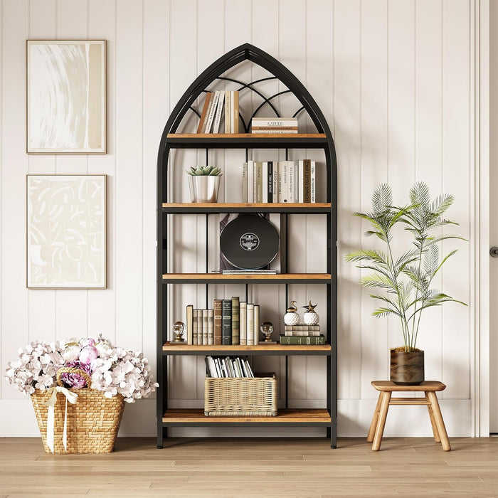 74.8" Tall Bookshelf, 5-Tier Heavy Duty Metal Rack, Large Load-Bearing Capacity, Versatile Shelf for Living Room, Kitchen, Bedroom, Bathroom, Study