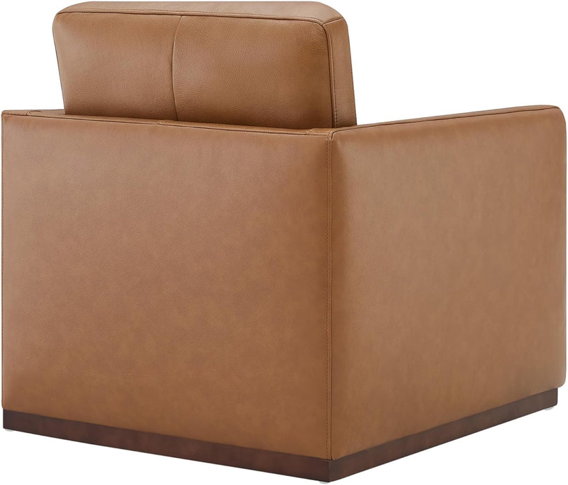 Genuine Leather Swivel Accent Chair, FSC Certified Mid Century Modern Arm Chair for Living Room and Bedroom, Fully Assembled, Saddle