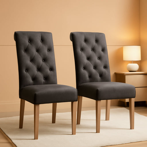Charcoal Tufted Dining Chairs