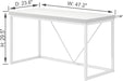 White Computer Desk, Modern Home Office Desk, Small Wood Study Writing Table Workstation for Bedroom Living Room, 47 Inch