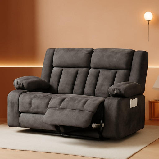 Manual Recliner Couch，Fabric Reclining Sofa Chair with Cup Holders, Upholstered Reclinerchair Set with Side Pockets Suitable for Living Room Furniture (2)