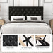 Queen Bed Frame with Headboard, Diamond Button Tufted Style, Black