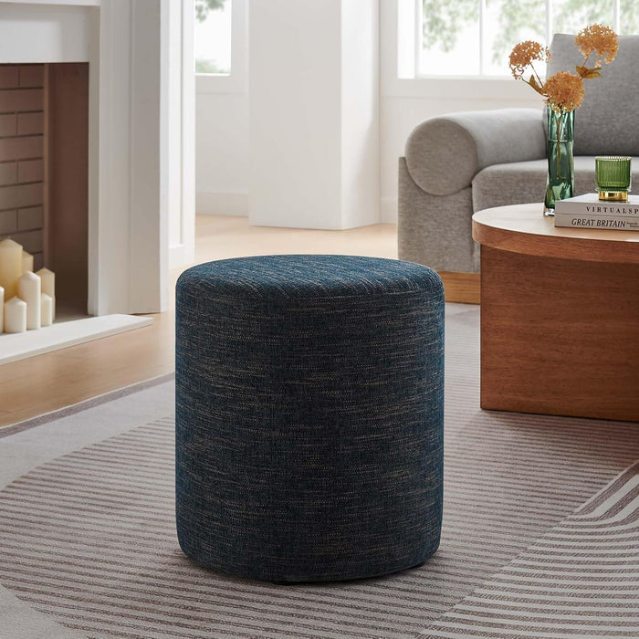 16" round Woven Heathered Fabric Upholstered Upholstered Ottoman