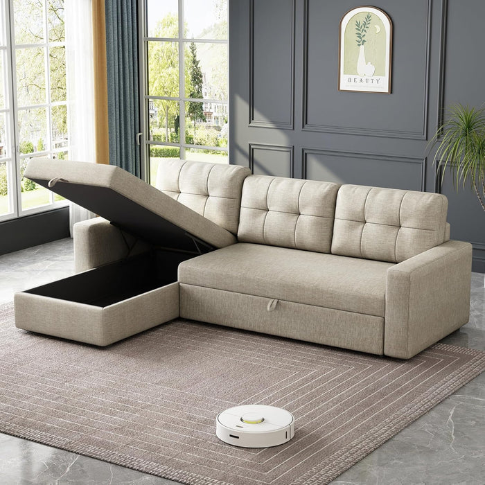 81.5" L-Shaped Sleeper Sectional Sofa with Storage Chaise