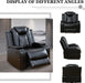 Leather Power Recliner Sofa Set with LED, Living Room Furniture Set, Leather Sofa Set with USB Port Storage Console Cup Holder (Power Reclining Sofa Set, Black)