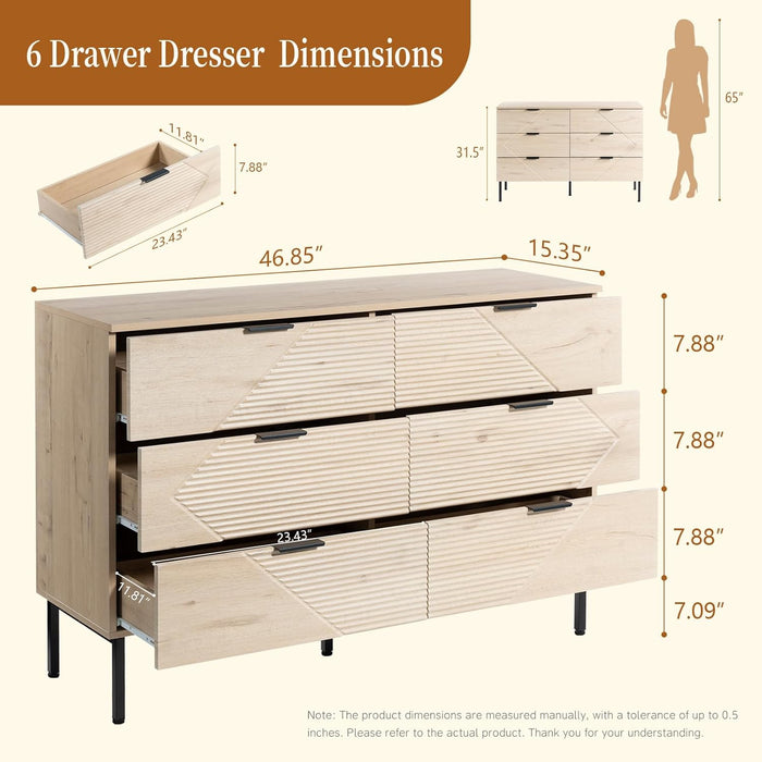 Espresso 6 Drawer Dresser With FarmhouseStyle Wood