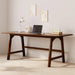 Solid Wood Writing Table - 60" W Minimalist PC Computer Desk, Walnut