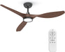 Ceiling Fans with Lights and Remote, 52 Inch Large Airflow Indoor Ceiling Fans with Quiet DC Motor and 3 Colour Temperature Black Noiseless ABS Fan Blades (Dark Woodgrain)