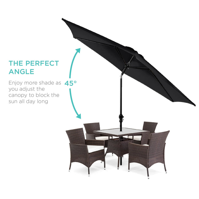 10Ft Outdoor Steel Market Patio Umbrella W/ Crank, Tilt Push Button, 6 Ribs - Black