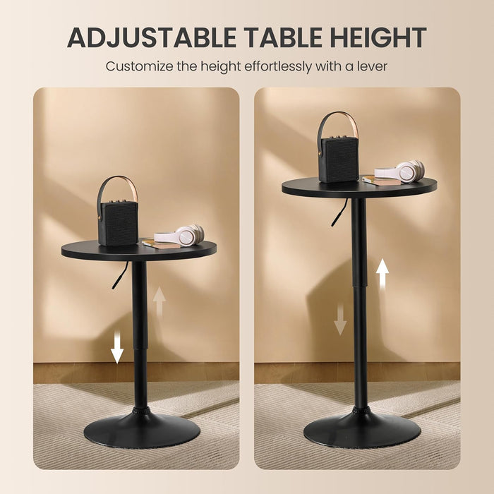 Black Circular Bar Table Featuring Adjustable Height