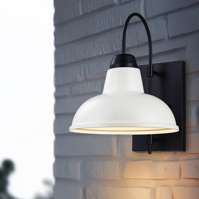 Asher Hamilton Hawthorne Outdoor Wall Lamp | White Finish | 11X11 Inch Exterior Wall Sconce | Wet Rated | E26 Bulb Compatible | Metal Construction for Porch, Patio, Garage (White, 11-Inch)
