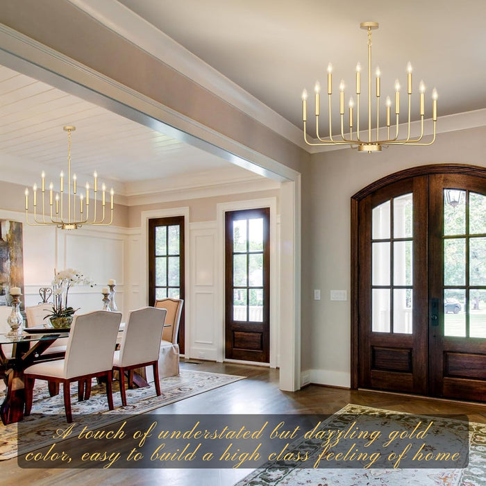 Gold 32-Inch 12-Light Chandelier Dining Room Fixture