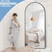 76"X34" Large Arched Floor Mirror Full Length with Stand, Black