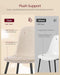Dining Chairs, Set of 4 Dining Room Chairs, Metal Frame, Adjustable Feet, Easy to Clean, Chenille Fabric, Glacier-Textured Synthetic Leather, for Kitchen, Cream White UKDC188W01