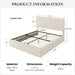 Queen Size Bed Frame, Velvet Upholstered Platform Bed, Cream