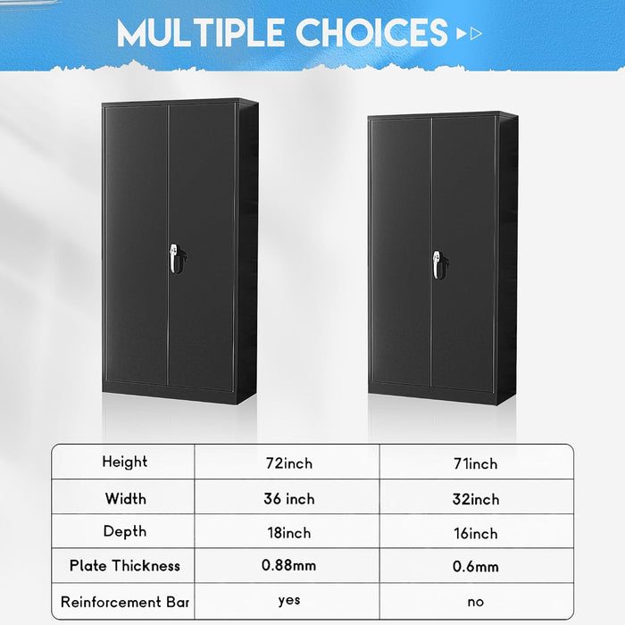 SeventyTwoInch Black Stainless Steel Locking Storage Cabinet