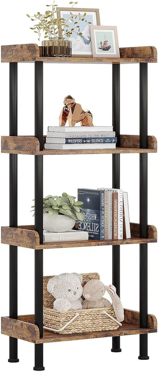 Vintage Rustic Four Tier Wooden Bookshelf SturdyFrame
