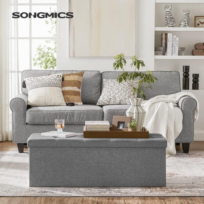 43 Inch Foldable Storage Ottoman CharcoalGrayFinish