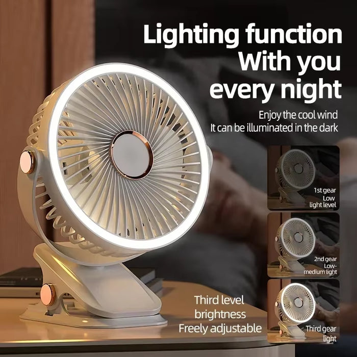 8000Mah Camping Fan Rechargeable Desktop Portable Air Circulator Wireless Ceiling Electric Fan with LED Light Clip-On Home Fan