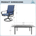 9-Piece Metal Outdoor Patio Dining Furniture Set 8 Sling Dining Swivel Chairs and 1 Expandable Outdoor Dining Rectangle Table, Blue