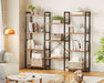 Triple 4 Tier Bookshelf, Large Bookcase with 11 Open Display Shelves, Modern Industrial Book Shelves Book Case for Bedroom, Wide Standing Shelving Unit for Living Room Home Office, Vintage