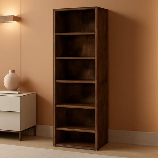 Luder 6-Tier Open Shelf Bookcase, Amber Pine