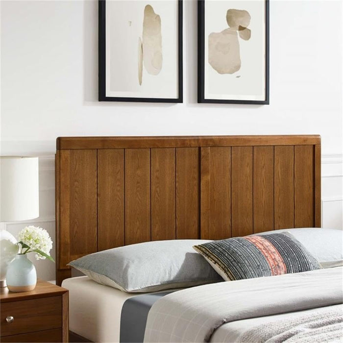King Modern Rubberwood and MDF Headboard in Walnut