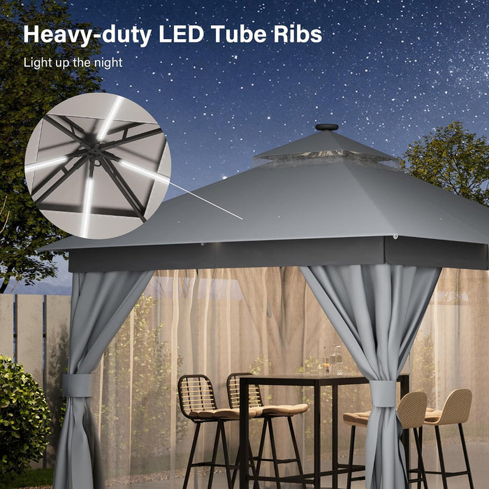 10x10 Ft Gazebo With AllSeasonWeatherproofLED Lighting