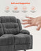 Loveseat Recliner Sofa, Manual Reclining Couch with Heating and Massage, Soft Corduroy Recliner Sofa with USB Ports, Cup Holders and Side Storage Bags, Dual Loveseat Chair for Living Room, Grey