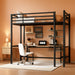 Loft Bed Full Size with Desk and Storage Shelves, Frame with 2 Side Ladders for Kids, Teens Adults, Spcace-Saving Noise-Free and Anti-Tilt Design, Black
