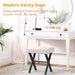 Ottoman Foot Stool Vanity Stool, Square Linen X-Leg Foot Rest Ottoman Makeup Stool, Small Stool Chair for Vanity, Modern Padded Vanity Seat for Makeup Room, Living Room, Bathroom, Linen Color