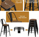 Metal Bar Stools Set of 4, 30" Bar Height with High Backs, Black | Matte Black Metal Frame Barstools, Modern Farmhouse High-Back Bar Chairs, Larger Seat for Kitchen and Dining Islands